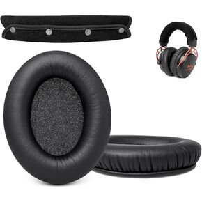 وسائد وسائد الأذن + واقي غطاء عصابة الرأس، مجموعة بديلة لـ HyperX Cloud & Alpha، Cloud 1/2/3/Pro، Cloud Core، Alpha S، Flight، Stinger والمزيد، سهلة التركيب وتدوم طويلاً - أسود
