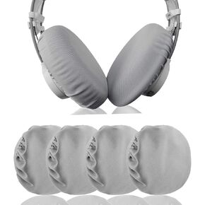 Geekria 2 Pairs Flex Fabric Headphones Ear Covers, Washable & Stretchable Sanitary Earcup Protectors for Large Over-Ear Headset Ear Pads, Sweat Cover for Gym, Gaming (L/Grey)