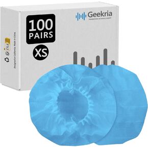 100 زوج من غطاء الأذن لسماعات الرأس للاستعمال مرة واحدة من Geekria لسماعات الرأس فوق الأذن، وغطاء أذن لسماعات التصوير بالرنين المغناطيسي، وغطاء وسائد أذن صحية قابلة للتمدد، وواقي وسادة أذن صحي، عبوة متعددة بالجملة (M/أزرق)