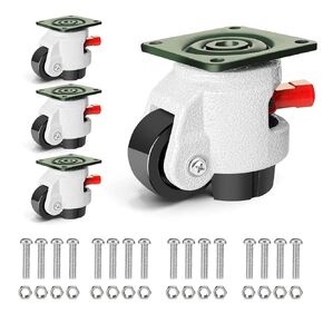 Heavy Duty Leveling Casters - 360 Degree Swivel Castor Casters with Upgraded Handle, Height Adjustable Casters for Workbench, Machine, Equipment, Shelves, Total Capacity 2200 Lbs (4 Pack)