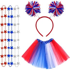 4th of July Costume Accessories Set for Women USA Accessories Independence Day Tutu Skirt Parade Party Accessories