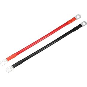 1 Pair Copper Battery Inverter Cables, 6 AWG Gauge 9" Battery Cable Universal for Car Vehicle RV Solar Application Durable Pure Copper Black Red with 5/16" Ring