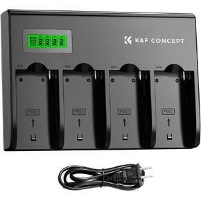 K&F Concept 4-Channel NP-F Battery Charger with LCD Display for Sony NP-F970, NP-F960, NP-F950, NP-F930, NP-F770, NP-F750, NP-F570, NP-F550 Camera Camcorder Battery