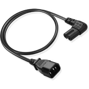 90 Degree IEC 320 C7 to C14 Power Cable C14 Male to Right Angle C7 Female Power Supply Extension Cord IEC 320 3 pin to Figure 8 AC Power Conversion Cable C14 to C7（0.6M/1.96FT）