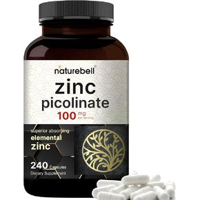 NatureBell Zinc Picolinate 100mg, 480 Count Capsules - Supports Immune System and Enzyme Function