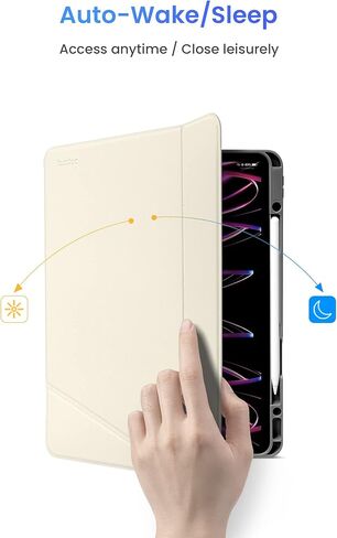 حافظة Tomtoc عمودية iPad Pro ثلاثية الوضع لجهاز iPad Pro 12.9 بوصة الجيل السادس/الخامس (M2&M1)، حافظة واقية مع حامل أقلام iPad، مسند مغناطيسي لـ 3 أوضاع استخدام، تدعم الشحن اللاسلكي لقلم iPad in Kuwait