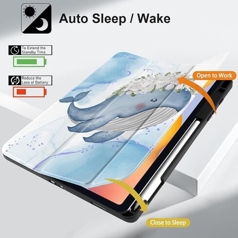Case for Samsung Galaxy Tab S6 Lite 10.4 inch 2022/2020 Released SM-P610/P613/P615/P619, Tablet Case with S Pen Holder & Soft TPU Back Cover & Auto Wake/Sleep, Flower Whale in Saudi Arabia