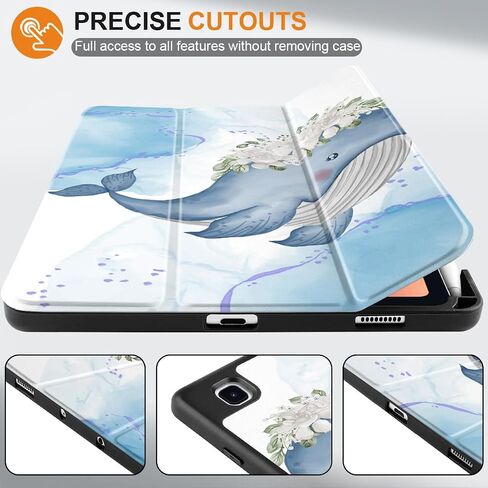 Case for Samsung Galaxy Tab S6 Lite 10.4 inch 2022/2020 Released SM-P610/P613/P615/P619, Tablet Case with S Pen Holder & Soft TPU Back Cover & Auto Wake/Sleep, Flower Whale in Saudi Arabia