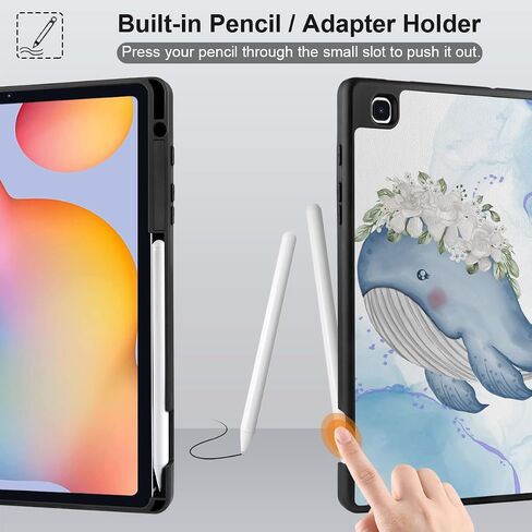 Case for Samsung Galaxy Tab S6 Lite 10.4 inch 2022/2020 Released SM-P610/P613/P615/P619, Tablet Case with S Pen Holder & Soft TPU Back Cover & Auto Wake/Sleep, Flower Whale in Saudi Arabia
