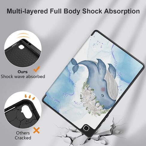 Case for Samsung Galaxy Tab S6 Lite 10.4 inch 2022/2020 Released SM-P610/P613/P615/P619, Tablet Case with S Pen Holder & Soft TPU Back Cover & Auto Wake/Sleep, Flower Whale in Saudi Arabia