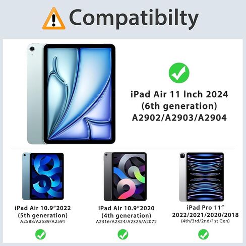 حافظة لجهاز iPad Air 11 بوصة M2 2024، iPad Air 6th Gen/iPad Air 5th Gen 2022/Air 4th 2020 10.9 بوصة، غطاء حامل ذكي متعدد الزوايا للنوم/الاستيقاظ التلقائي، قطة لطيفة in Saudi Arabia