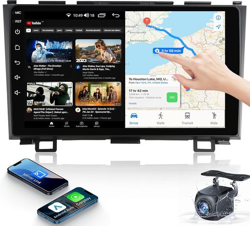 Car Radio for Honda CRV 2007-2011 Stereo: 4G+32G 9" Android 13 Wireless carplay & Android Auto, 1280 * 800 HD Touch Screen, 5G WiFi 5.0 Bluetooth DSP GPS SWC Mirror Link FM &1080P Backup Camera in Saudi Arabia