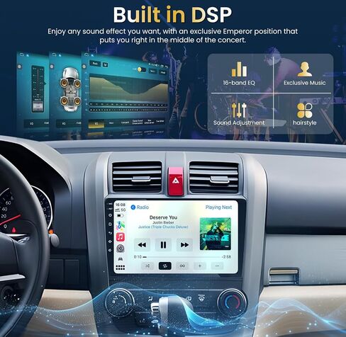Car Radio for Honda CRV 2007-2011 Stereo: 4G+32G 9" Android 13 Wireless carplay & Android Auto, 1280 * 800 HD Touch Screen, 5G WiFi 5.0 Bluetooth DSP GPS SWC Mirror Link FM &1080P Backup Camera in Saudi Arabia