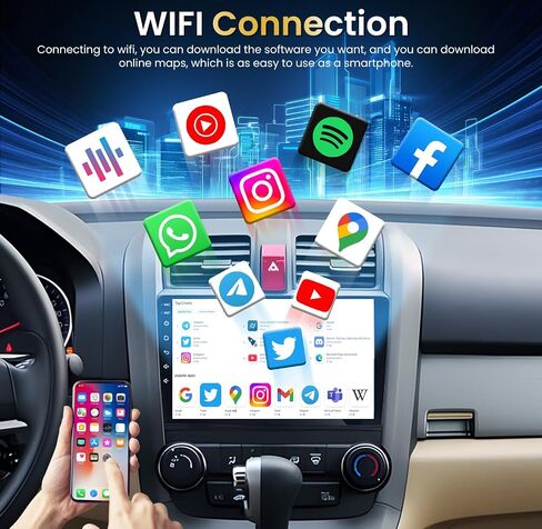 Car Radio for Honda CRV 2007-2011 Stereo: 4G+32G 9" Android 13 Wireless carplay & Android Auto, 1280 * 800 HD Touch Screen, 5G WiFi 5.0 Bluetooth DSP GPS SWC Mirror Link FM &1080P Backup Camera in Saudi Arabia