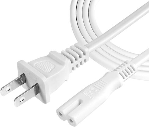 Power Cord Compatible for Samsung LG TCL Hisense Insignia JVC Apple Toshiba TV, 2 Prong Universal AC Power Cable Replacement 6 Ft-10A 125V 18AWG- UL Listed in Saudi Arabia