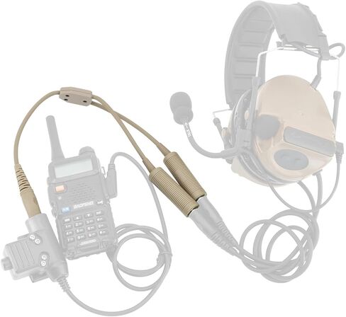 HEARFALCOM Tactical Dual Pass to Single Pass Cable Headset Adapter Compatible with Comtac SORDIN Tactical Headset for Hunting Shooting (BK) in Kuwait