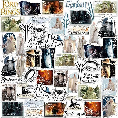 مجموعة متنوعة من ملصقات الفينيل الفاخرة الكبيرة من Lord of The Rings Gandalf 50ct - كمبيوتر محمول، زجاجة مياه، سجل القصاصات، الكمبيوتر اللوحي، لوح التزلج، داخلي/خارجي in Kuwait