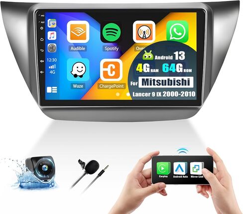 [4+64G] ستيريو سيارة اندرويد 13 8 النواة لسيارة Mitsubishi Lancer 9 IX 2000-2010 مع Apple Carplay&Android Auto، راديو سيارة 9 بوصة مع وصلة مرآة بلوتوث FM/RDS WiFi GPS SWC Dual USB+كاميرا احتياطية in Saudi Arabia