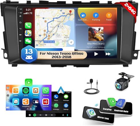 [2+64G] AMprime Android 13 Car Stereo for Nissan Teana Altima 2013-2018 with Wireless Carplay&Android Auto,9 Inch Touch Screen Car Radio with Bluetooth FM/RDS HiFi WiFi GPS Dual USB+Backup Camera in Saudi Arabia