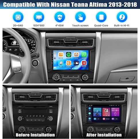 [2+64G] AMprime Android 13 Car Stereo for Nissan Teana Altima 2013-2018 with Wireless Carplay&Android Auto,9 Inch Touch Screen Car Radio with Bluetooth FM/RDS HiFi WiFi GPS Dual USB+Backup Camera in Saudi Arabia