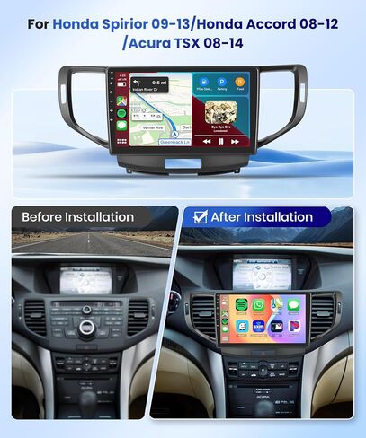 لهوندا Spirior 09-13/أكورد 08-12/أكورا TSX 08-14 ستيريو راديو السيارة أندرويد، Carplay اللاسلكي Android Auto 9 بوصة شاشة تعمل باللمس بلوتوث جهاز استقبال صوت السيارة GPS واي فاي كاميرا احتياطية FM/RDS HiFi SWC in Saudi Arabia