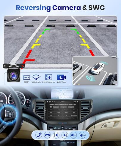لهوندا Spirior 09-13/أكورد 08-12/أكورا TSX 08-14 ستيريو راديو السيارة أندرويد، Carplay اللاسلكي Android Auto 9 بوصة شاشة تعمل باللمس بلوتوث جهاز استقبال صوت السيارة GPS واي فاي كاميرا احتياطية FM/RDS HiFi SWC in Saudi Arabia