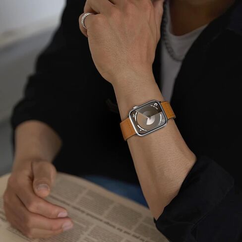 TiMOVO No Gap Leather Hybrid Silicone Band Compatible with Apple watch Ultra/Ultra2 49mm/Series10/9/8/7/6/5/4/3/2/1/SE 42/44/45/46mm, Quick Release Straps Straps Magnetic Buckle for Women Men in Saudi Arabia