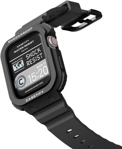 سوار ساعة CASETiFY Bounce Odyssey متوافق مع ساعة Apple - 40 ملم/41 ملم/44 ملم/45 ملم - أسود/فضي/صمغ فقاعي/أزرق كهربائي in Saudi Arabia