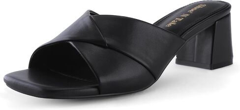 Shoe'N Tale Chunky Heels for Women Square Open Toe Low Block Heeled Sandals Comfortable Slip On Mules Dressy Shoes in Saudi Arabia