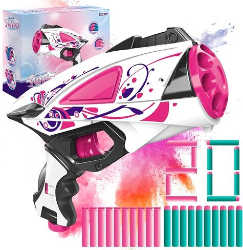 لعبة رمي السهام الرغوية المتفجرة من بينك توي مع 8 فتحات إطلاق نار و20 رصاصة، لعبة إطلاق نار خارجية للأطفال، هدية عيد ميلاد للفتيات فوق 8 سنوات in Kuwait