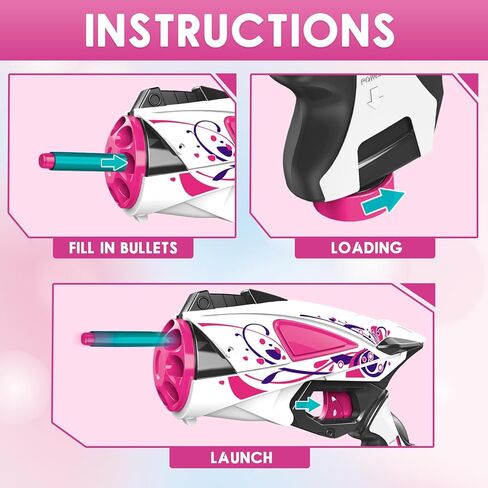لعبة رمي السهام الرغوية المتفجرة من بينك توي مع 8 فتحات إطلاق نار و20 رصاصة، لعبة إطلاق نار خارجية للأطفال، هدية عيد ميلاد للفتيات فوق 8 سنوات in Kuwait
