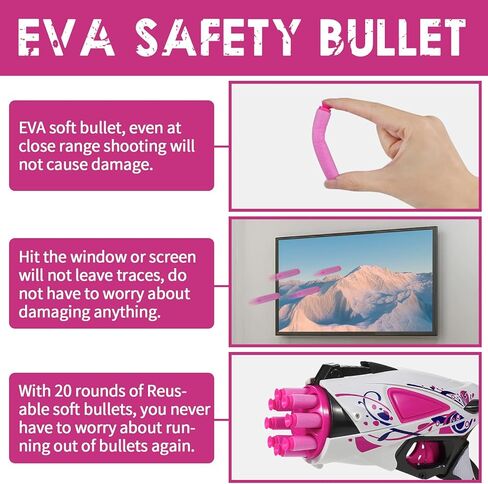 لعبة رمي السهام الرغوية المتفجرة من بينك توي مع 8 فتحات إطلاق نار و20 رصاصة، لعبة إطلاق نار خارجية للأطفال، هدية عيد ميلاد للفتيات فوق 8 سنوات in Kuwait