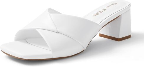 Shoe'N Tale Chunky Heels for Women Square Open Toe Low Block Heeled Sandals Comfortable Slip On Mules Dressy Shoes in Saudi Arabia