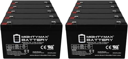 ML12-6F2-6 Volt 12 AH, F2 Terminal, Rechargeable SLA AGM Battery- PACK OF 10 in Saudi Arabia
