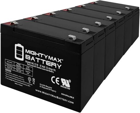 ML12-6F2-6 Volt 12 AH, F2 Terminal, Rechargeable SLA AGM Battery- PACK OF 10 in Saudi Arabia