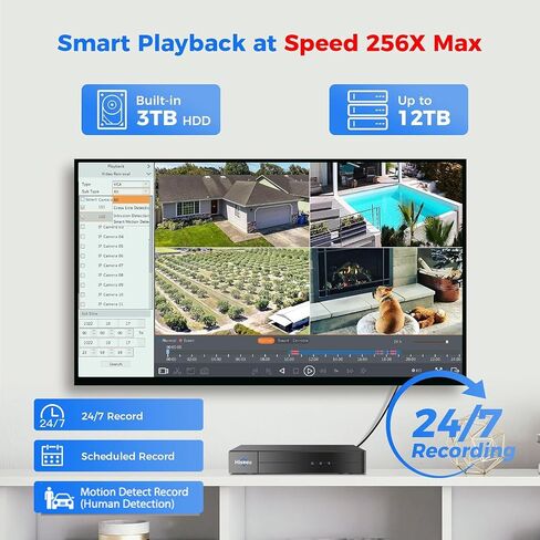 [4K HD Smart Detection+Angle 121°] Hiseeu 4K/8MP PoE Security Camera System Home Security System w/8pcs 4K IP Security Cameras Outdoor 100FT Night Vision 4K 8CH H.265 NVR with 3TB HDD for 24/7 Record in Saudi Arabia