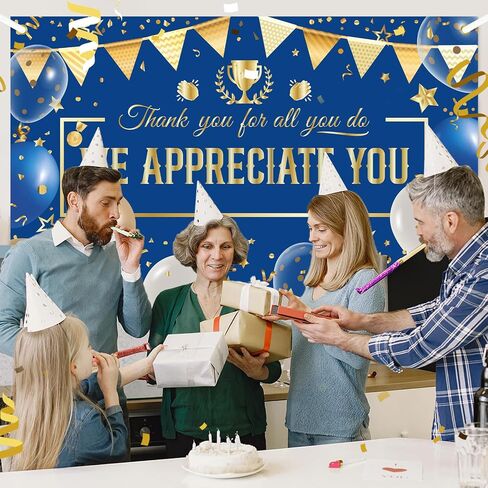 We Appreciate You Banner Backdrop -Wxiben Blue Employee Appreciation Decoration Thank You Nurse Teacher Banner Farewell Going Away Party Backdrop Supplies Work Anniversary Appreciation Decor(71*45 In) in Saudi Arabia