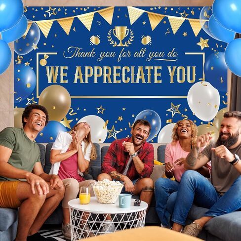 We Appreciate You Banner Backdrop -Wxiben Blue Employee Appreciation Decoration Thank You Nurse Teacher Banner Farewell Going Away Party Backdrop Supplies Work Anniversary Appreciation Decor(71*45 In) in Saudi Arabia