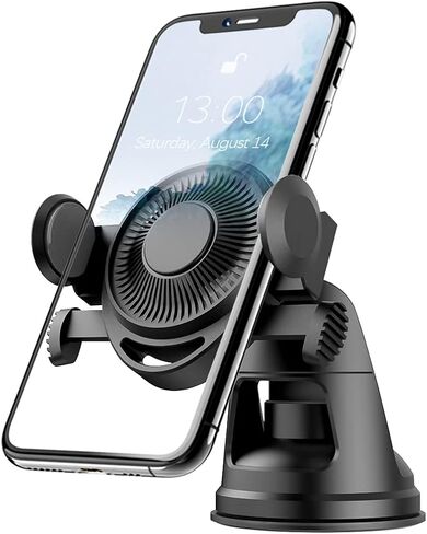 Car Phone Mount, 360°Adjustable Car Phone Holder with Enhanced Suction Cup for Dashboard Windshield, Compatible with iPhone 11/11 Pro/Pro Max/12/12 Pro, Samsung Galaxy (Gray) in Saudi Arabia