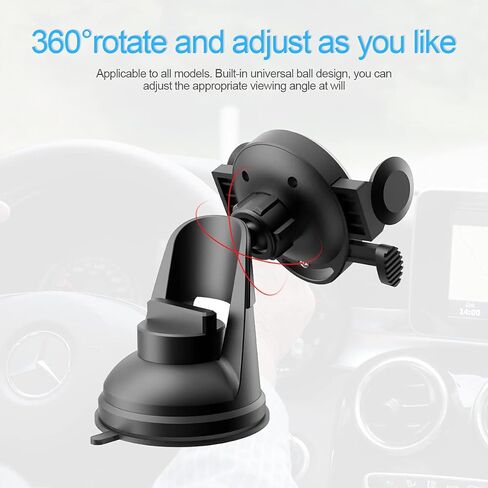 Car Phone Mount, 360°Adjustable Car Phone Holder with Enhanced Suction Cup for Dashboard Windshield, Compatible with iPhone 11/11 Pro/Pro Max/12/12 Pro, Samsung Galaxy (Gray) in Saudi Arabia