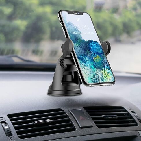 Car Phone Mount, 360°Adjustable Car Phone Holder with Enhanced Suction Cup for Dashboard Windshield, Compatible with iPhone 11/11 Pro/Pro Max/12/12 Pro, Samsung Galaxy (Gray) in Saudi Arabia