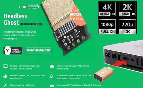 Dummy Plug,Headless Ghost Display Emulator HDMI-Compatible（Fit Headless-1920x1080 New Generation@60Hz）-2Pack in Saudi Arabia