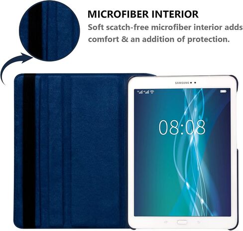 Case for Samsung Galaxy Tab A 9.7 inch 2015 (SM-T550 T555 SM-P550 P555) - 360 Degree Rotating Stand Case Smart Protective Cover,with Stylus Pen,Screen Film (Deep Blue) in Kuwait