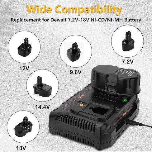 Munikind Dual Fast Charger Compatible with Dewalt Battery Charger 7.2V 12V 14.4V 18V NI-CD NI-MH Battery DC9096 DC9098 DC9099 DC9091 DC9071 in Kuwait