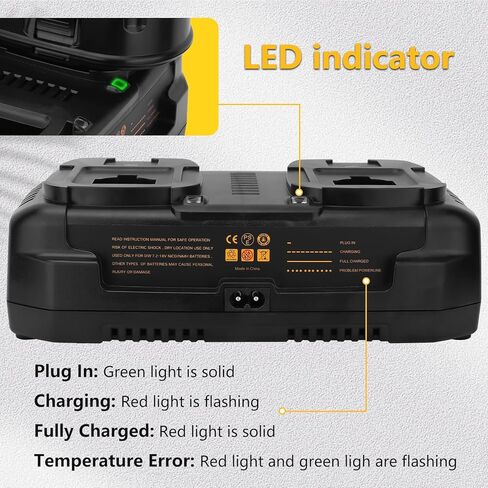 Munikind Dual Fast Charger Compatible with Dewalt Battery Charger 7.2V 12V 14.4V 18V NI-CD NI-MH Battery DC9096 DC9098 DC9099 DC9091 DC9071 in Kuwait