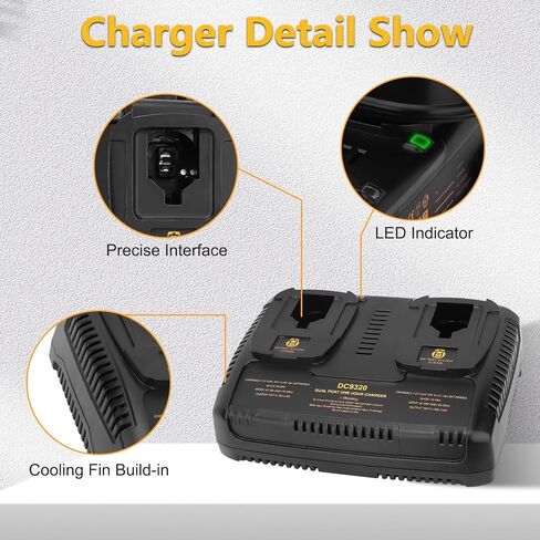 Munikind Dual Fast Charger Compatible with Dewalt Battery Charger 7.2V 12V 14.4V 18V NI-CD NI-MH Battery DC9096 DC9098 DC9099 DC9091 DC9071 in Kuwait