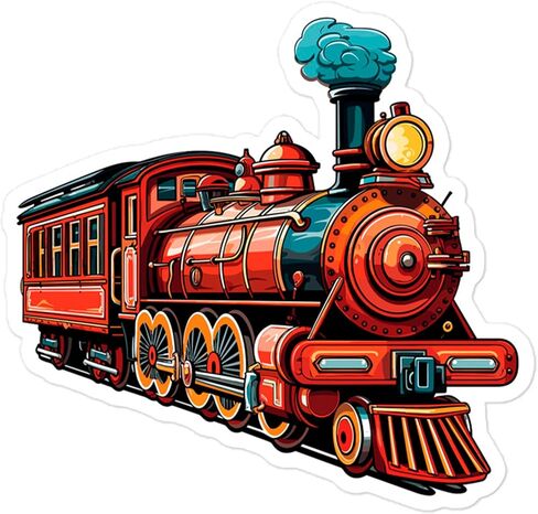 Vintage Train Sticker Window Souvenir Decal Vinyl Small Waterproof Bottle Mug Passport Book Scrapbook Notebook Laptop Tumbler Skateboard Computer Phone Size 4" Gift ID44990 in Saudi Arabia