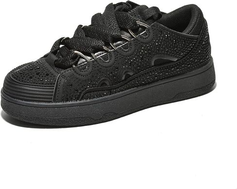 Cape Robin Marcy Womens Glitter and Rhinestone Platform Sneakers, Sparkly and Stylish Glitter Sneakers for Women in Kuwait
