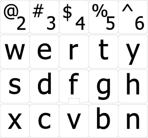 English US Large Letter Lower Case Keyboard Label in Saudi Arabia