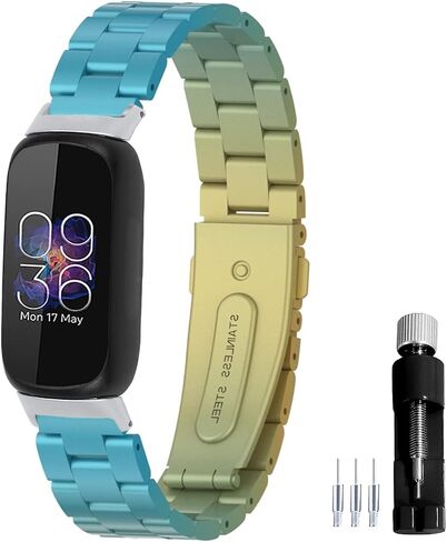 Metal Watchband Compatible with Fitbit inspire 3 Stainless Steel Wrist Strap Bracelet Replacement for inspire3 Smartwatch Accessory for Women Men in Saudi Arabia